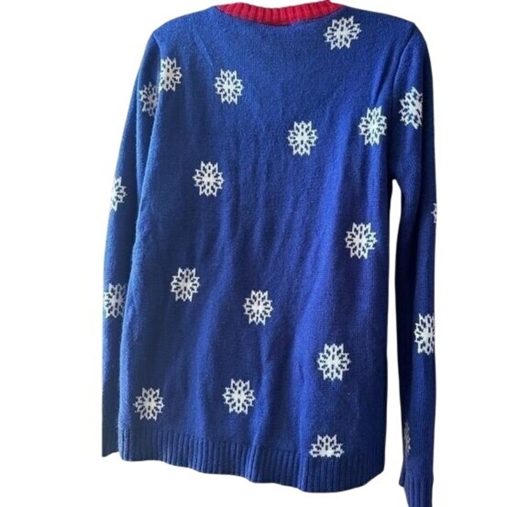 Joyland T-Rex Santa Ugly Christmas Sweater Unisex XL Blue Snowflake Dinosaur - Picture 5 of 6